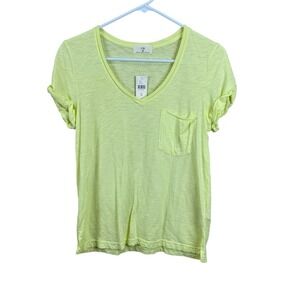 Anthropologie T.La Women's Lime Green Short Sleeve Classic V-neck‎ Top Tee Sz XS